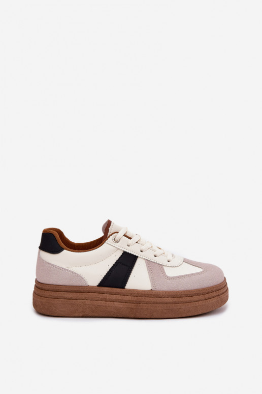 Sneakers modeļa apavi Sieviešu ar platformu smilšu krāsas Dovina Sneakers modeļa apavi Sieviešu ar platformu smilšu krāsas Dovina