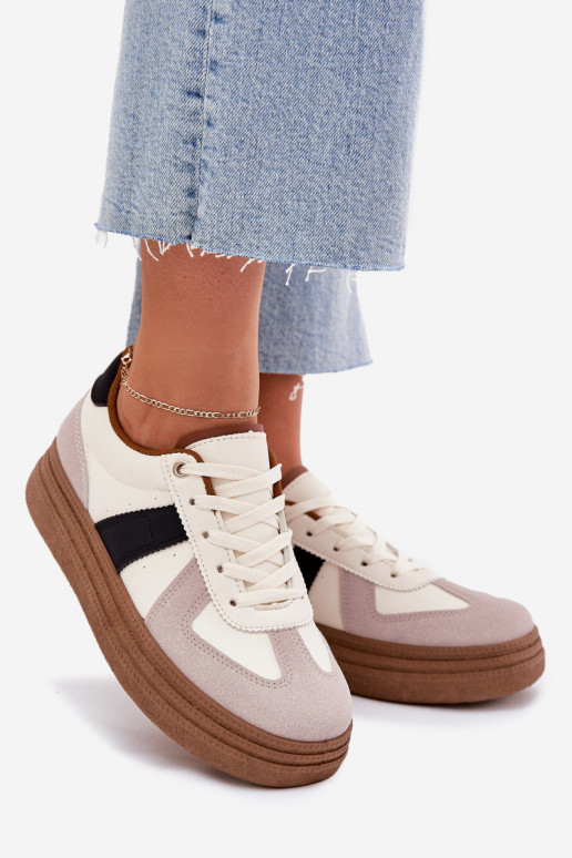Sneakers modeļa apavi Sieviešu ar platformu smilšu krāsas Dovina Sneakers modeļa apavi Sieviešu ar platformu smilšu krāsas Dovina