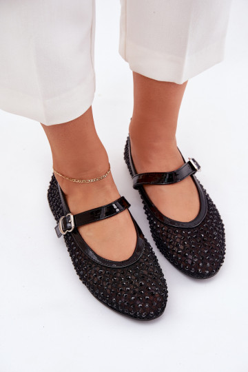 Dekorētas Balerīnas Sieviešu ar siksniņām I ar sprādzēm melnas krāsas Avirae