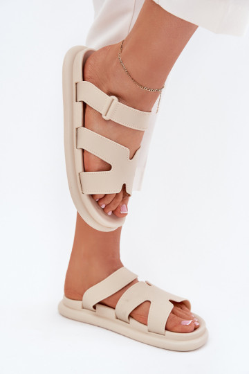 Gumijas sieviešu čības ar siksniņām smilšu krāsas Tavirae