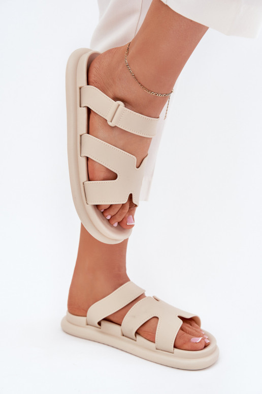 Gumijas sieviešu čības ar siksniņām smilšu krāsas Tavirae