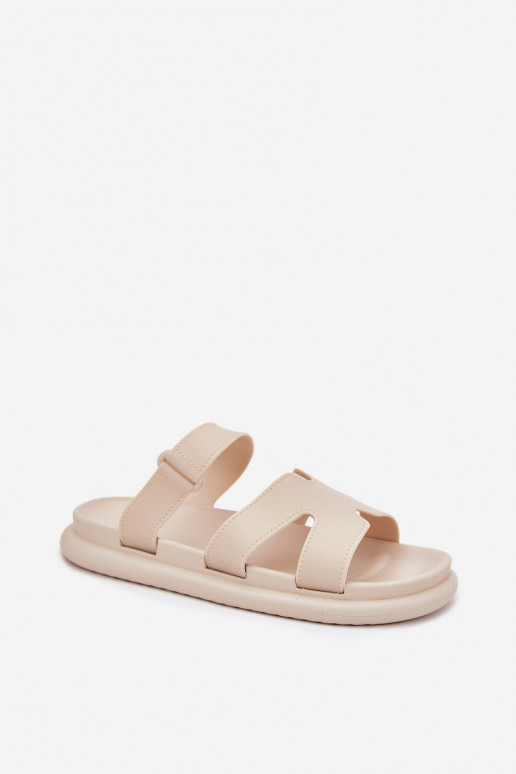 Gumijas sieviešu čības ar siksniņām smilšu krāsas Tavirae