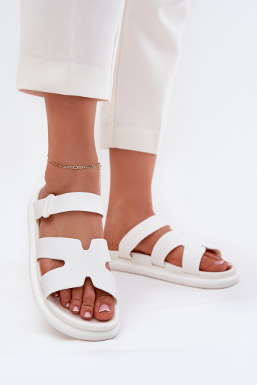 Gumijas sieviešu čības ar siksniņām baltas krāsas Tavirae 2