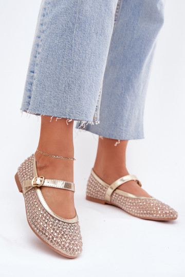 Dekorētas Balerīnas Sieviešu ar siksniņām I ar sprādzēm Zelta krāsas Avirae