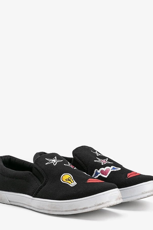 Melni auduma apavi ar aplikācijām,...