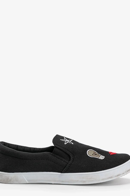 Melni auduma apavi ar aplikācijām,...