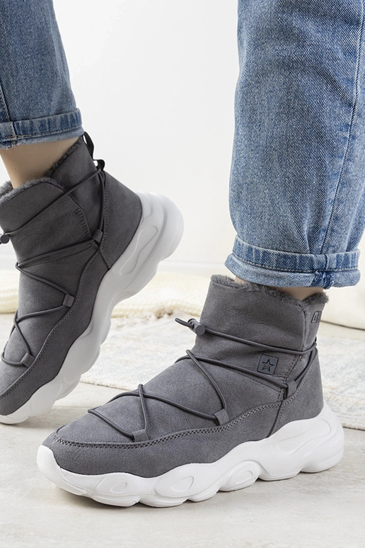 Pelēki stilīgi sieviešu ziemas apavi,...