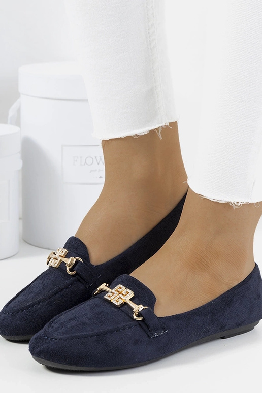 Tumši zili mokasīni ar sprādzi,...