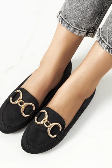 Black Castor Buckle Mocasins