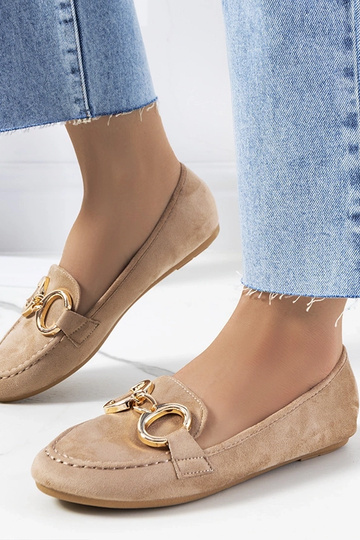 Bēšs Castor Buckle Mocasins