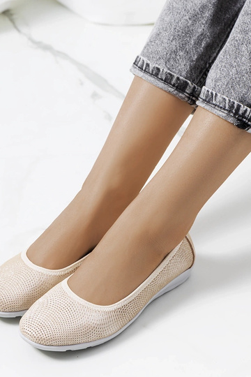 Elmas Beige Leather Ballet...