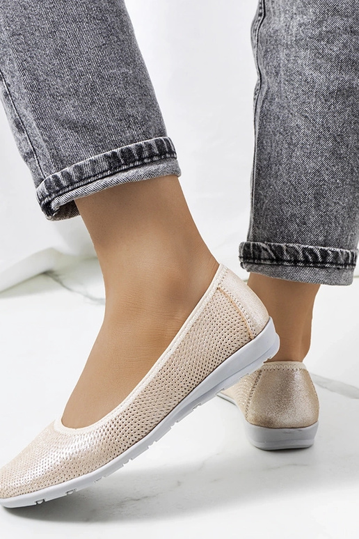 Elmas Beige Leather Ballet Flats