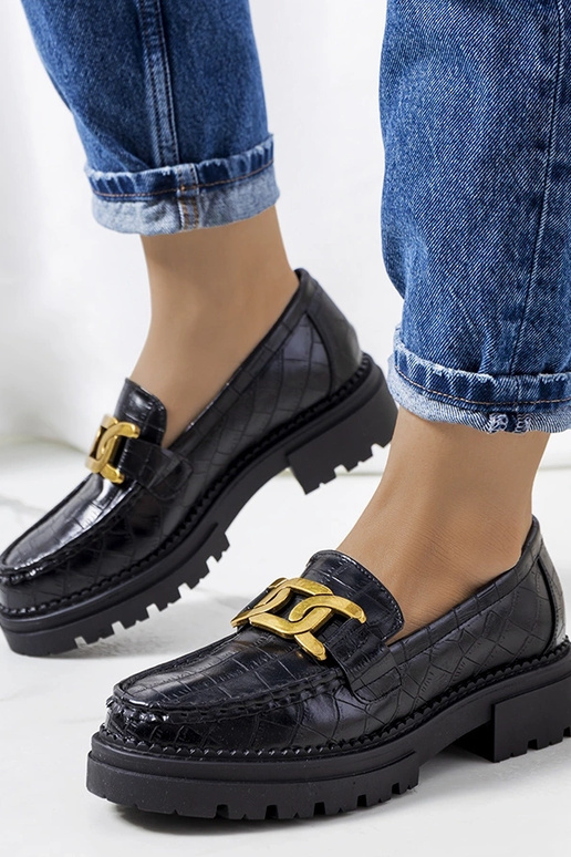 Melni mokasīni uz augstas zole, „Zanen"