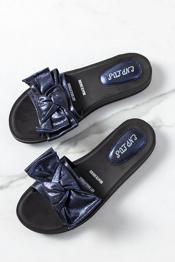 Tumši zilas flip-flops ar spīdīgu bantīti Sora 2