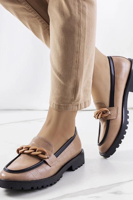 Brūni puszābaki ar dekoratīvu ķēdi,...