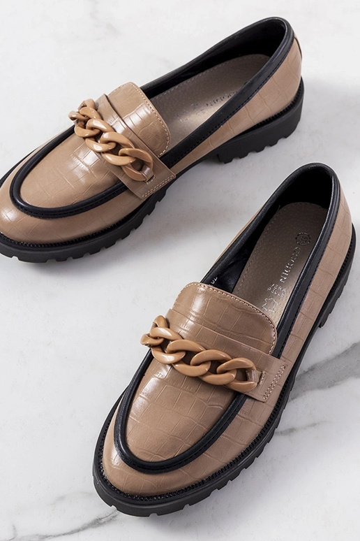 Brūni puszābaki ar dekoratīvu ķēdi,...