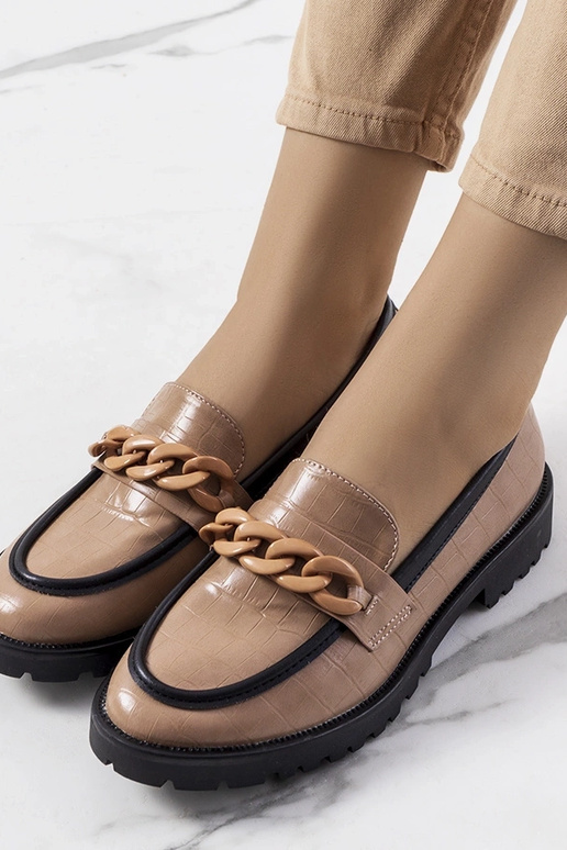 Brūni puszābaki ar dekoratīvu ķēdi,...