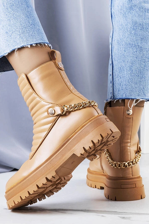 Bēši siltināti puszābaki ar ķēdīti...