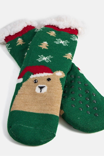 Zaļas siltas zeķes ar Teddy Bear Challi 2