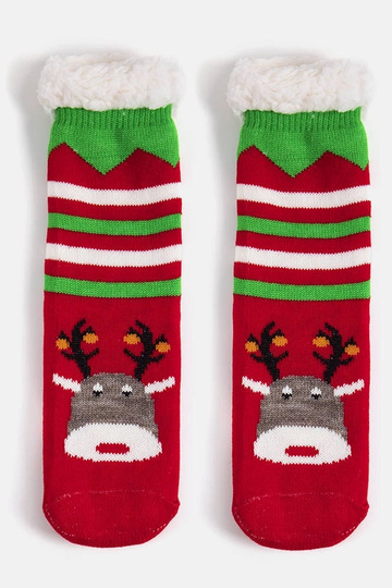 Sarkanas siltas zeķes ar Reindeer Challi