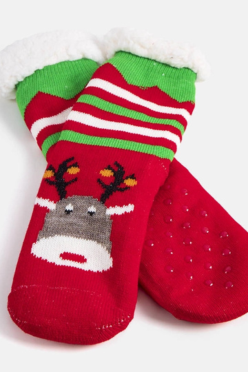 Sarkanas siltas zeķes ar Reindeer Challi 2