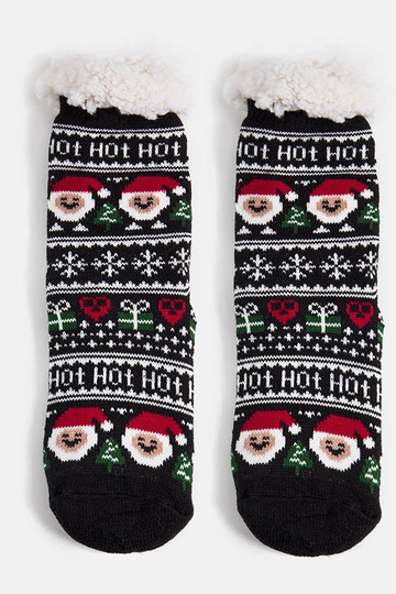 Melnas izolētas zeķes ar Santa Challi Challi