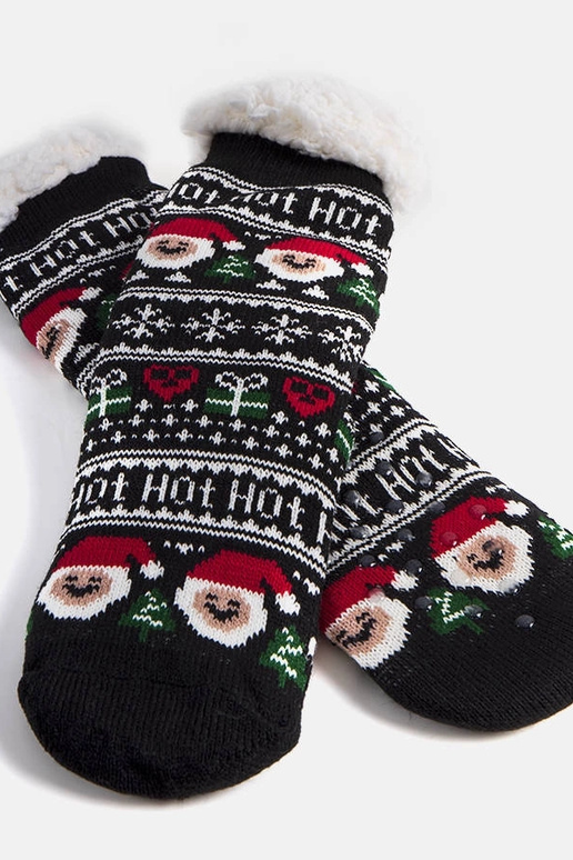 Melnas izolētas zeķes ar Santa Challi...