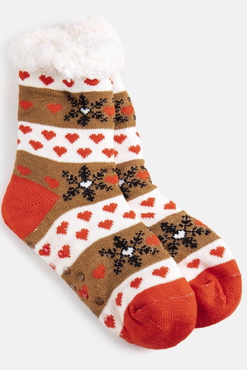 Brūnas un oranžas Grondi ziemas zeķes