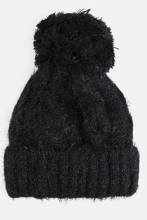 Karloti Black Pompom Cepure