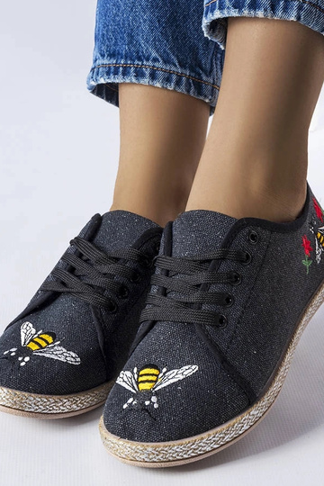 Malia Black Glitter Espadrilles 2