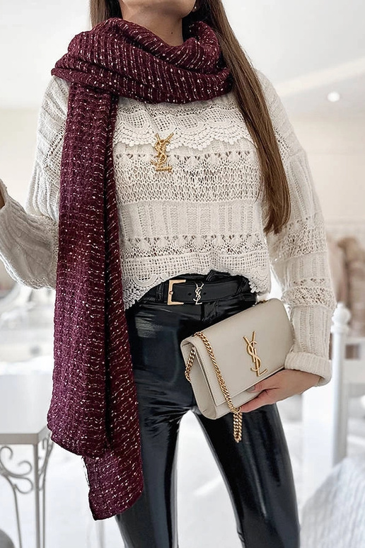 Khalil Burgundy Polka Dot Šalle