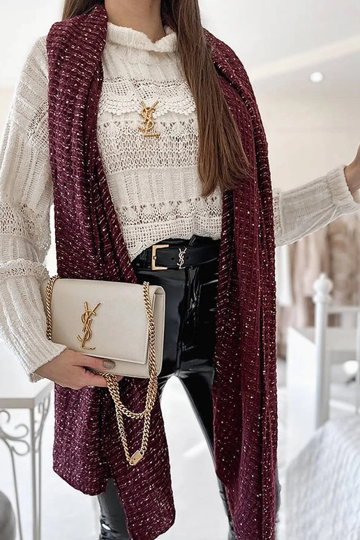 Khalil Burgundy Polka Dot Šalle