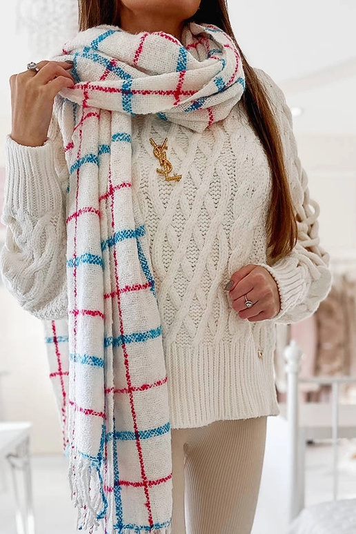 Reičelas baltā rūtainā šalle