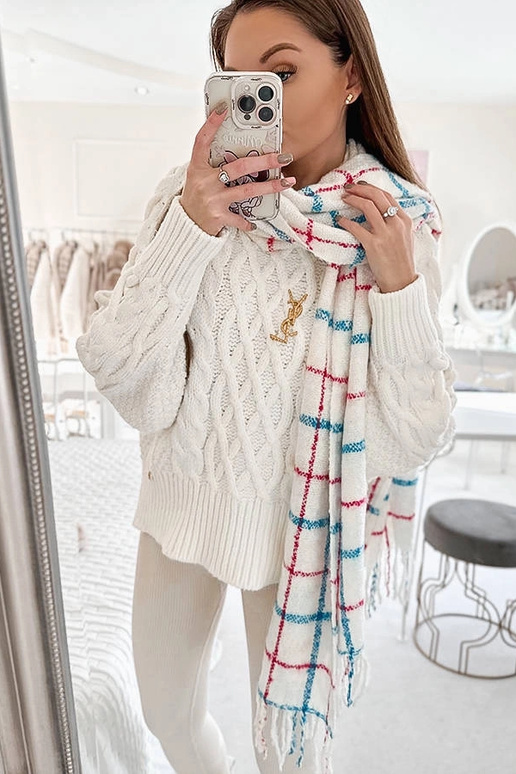 Reičelas baltā rūtainā šalle