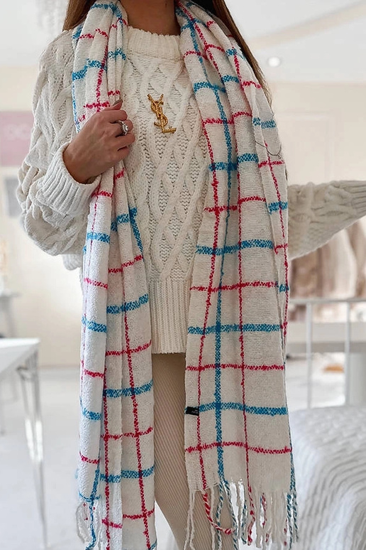 Reičelas baltā rūtainā šalle