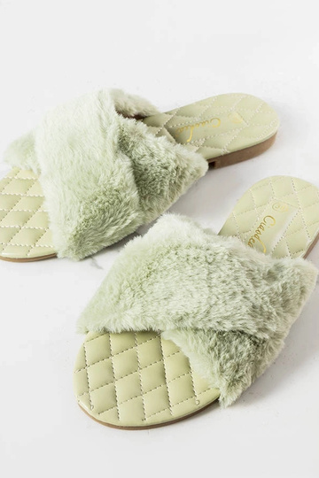 Zaļas flip-flops ar kažokādu Karsyn 2