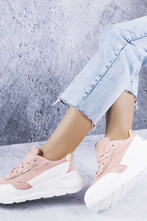 Rozā mākslīgās zamšādas sporta apavi...