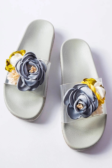 Pelēkas flip-flops ar caurspīdīgu virsu Hétu 2