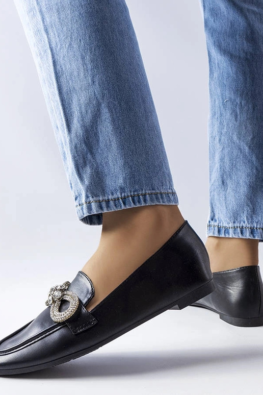 Melni loaferi ar cirkoniem Quirion