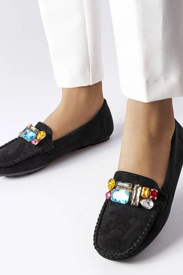 Melni mokasīni ar ādas...