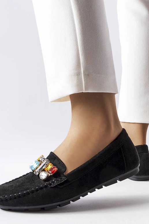 Melni mokasīni ar ādas pēdiņu,...