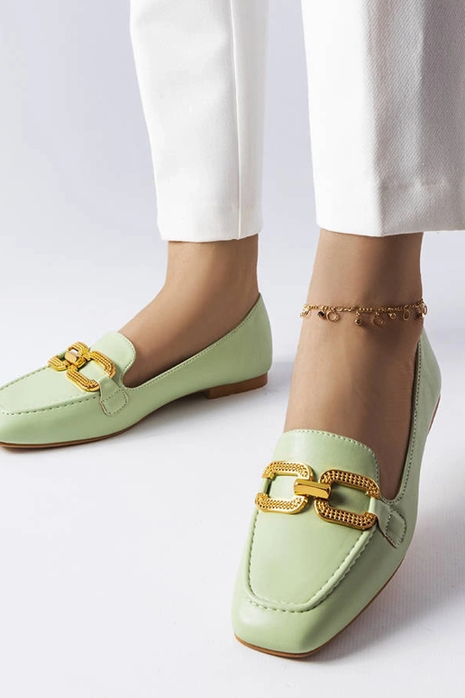 Zaļi mokasīni ar Ruso sprādzi