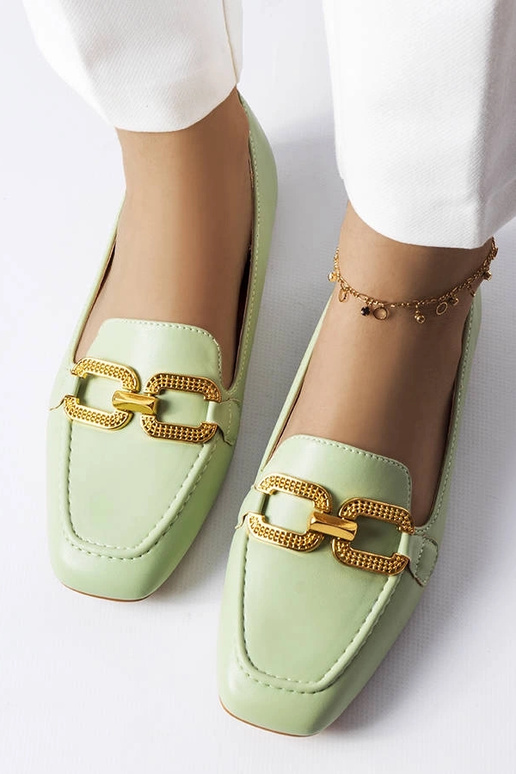 Zaļi mokasīni ar Ruso sprādzi