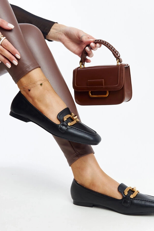 Melni mokasīni ar Ruso sprādzi