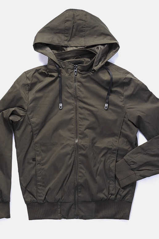 Zaļa vīriešu Brault vējjaka ar kapuci