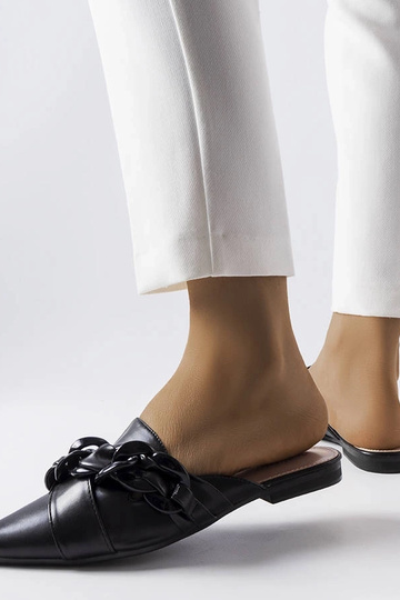 Melnas elegantas Patenaude ķēdes flip-flops 2
