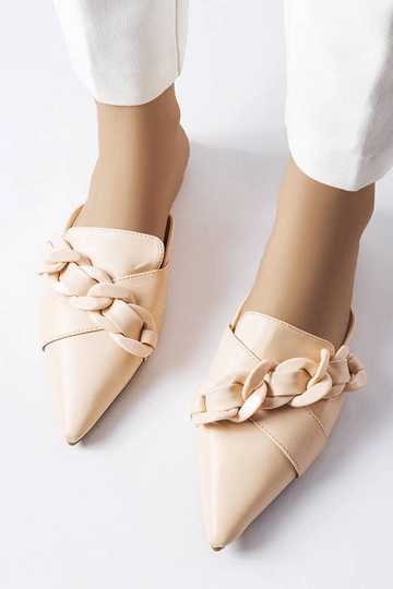 Bēšas elegantas Patenaude ķēdes flip-flops