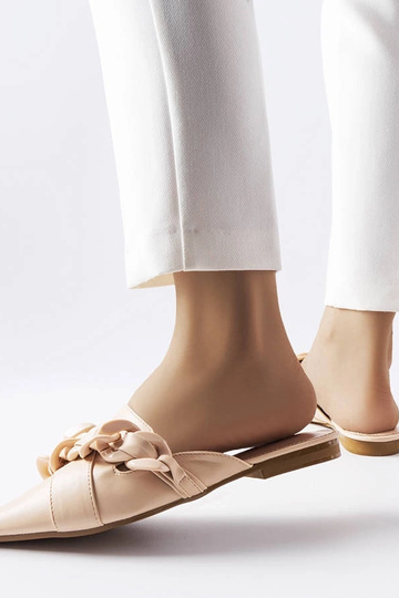 Bēšas elegantas Patenaude ķēdes flip-flops 2