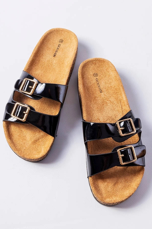 Melnas flip-flops ar korķa zoli Cincinna