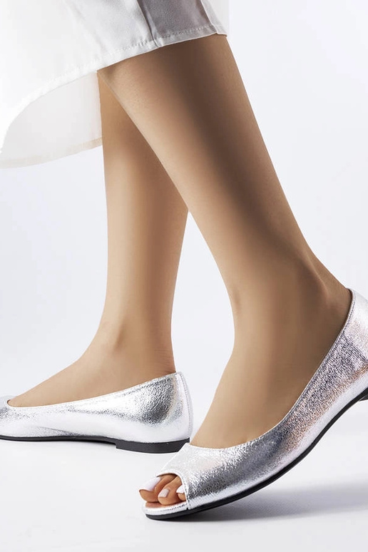 Trieux Silver Metallic Ballet Flats